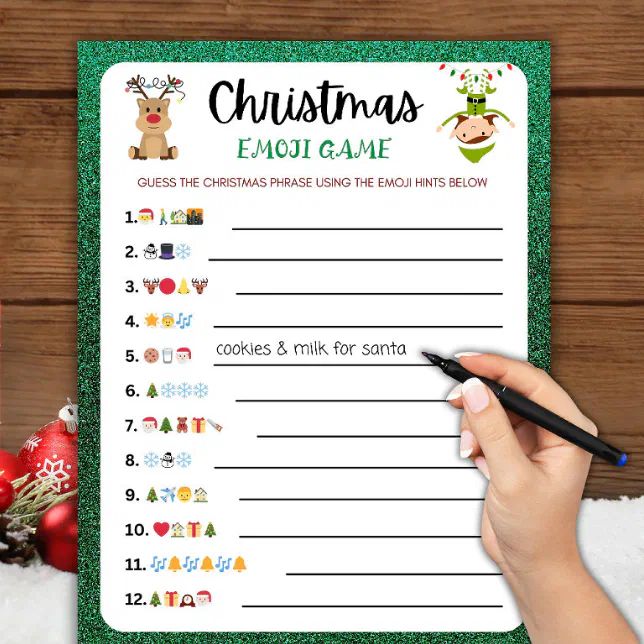 Printable Christmas Game | Christmas Emoji Game Holiday Card | Zazzle