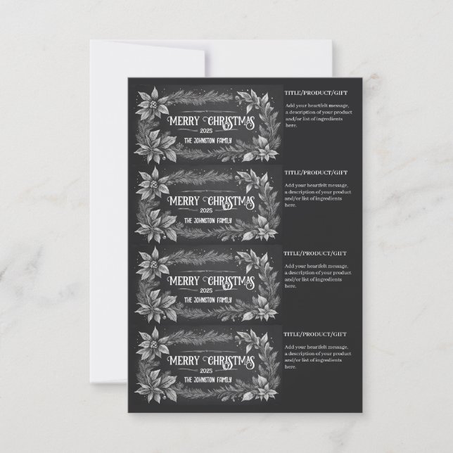 Printable Christmas Homemade Gift Labels Invitation (Front)
