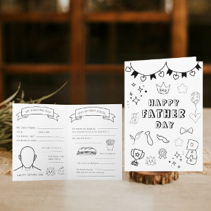 Printable Coloring Happy Father's Day Card