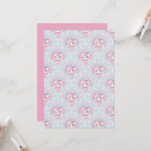 Printable Cotton Candy Kawaii Bunny Mandala Scales Invitation