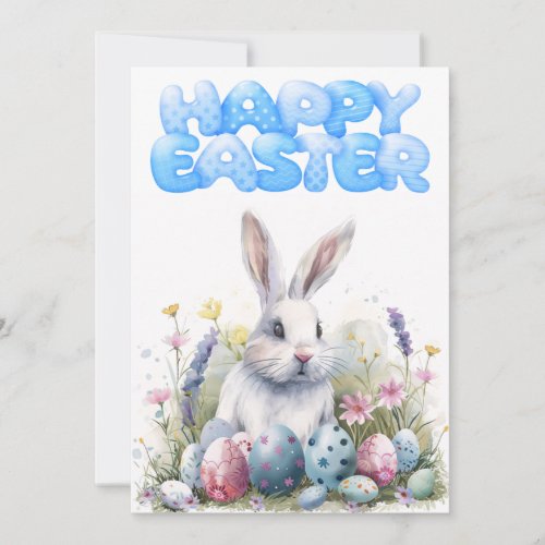 Printable Cute Bunny Easter Greeting 5x7  Holiday Card