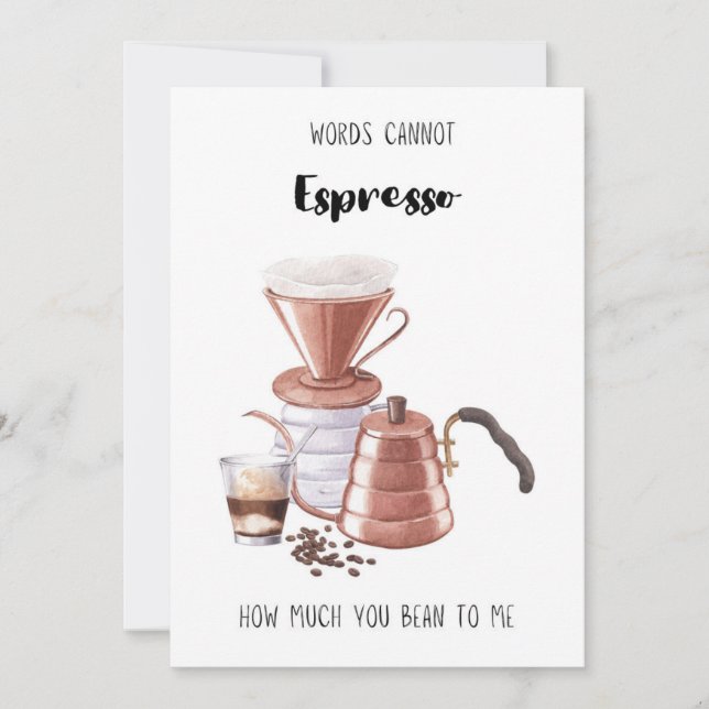 Printable Cute Coffee Espresso Valentines Day Card (Front)