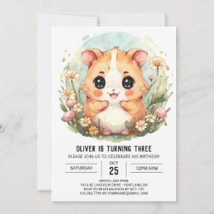 Printable Cute Hamster Birthday Invitation