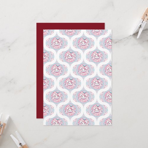 Printable Cute Pastel Kawaii Bunny Retro Ogee Invitation