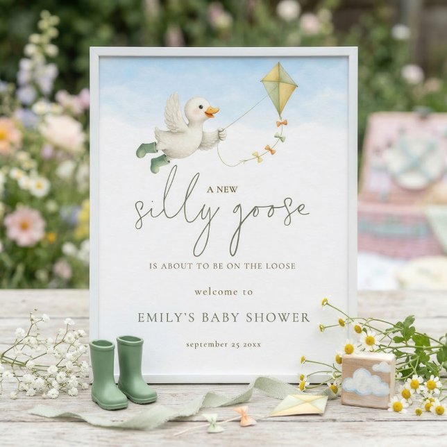 Printable Cute Silly Goose Kite Baby Shower Poster (Creator Uploaded)