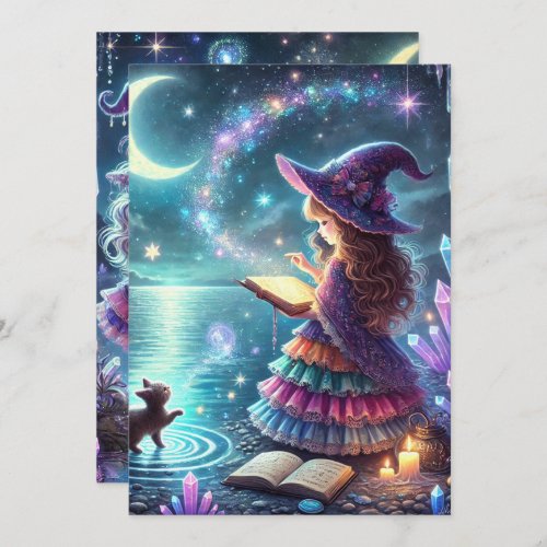 Printable Cute Whimsical Witch Halloween Magic Invitation