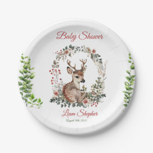 Printable Cute Woodland Forest Baby Deer Shower Paper Plates