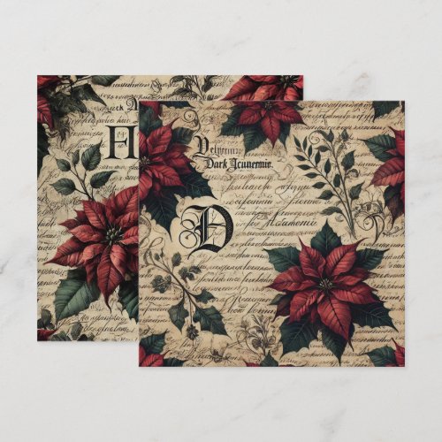 Printable Dark Academia Poinsettia Parchment Paper Invitation