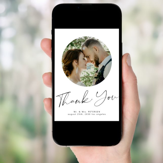 Printable digital 2 photo wedding thank you card  (Front Digital)