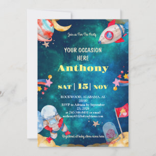 Printable Digital Download Outer Space  Birthday Invitation