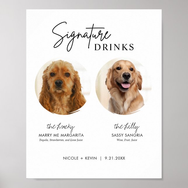 Printable Dog Signature Drinks Wedding Bar Sign (Front)