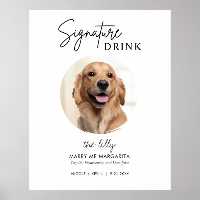 Printable Dog Wedding Signature Drinks Sign (Front)