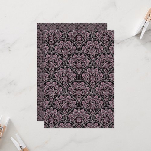 Printable Dusky Rose Fronds Deco Scrapbook Paper Invitation