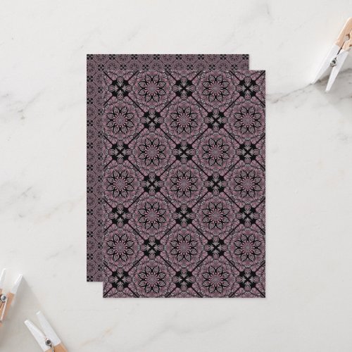 Printable Dusky Rose Fronds Tile Scrapbook Paper Invitation