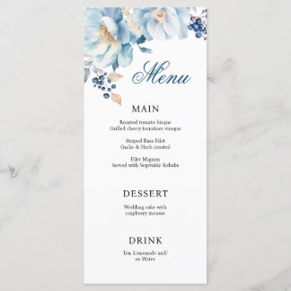 Printable Dusty Blue Florals Wedding Menu