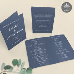Printable Dusty Navy Church Folded Wedding Program<br><div class="desc">Printable Dusty Navy Blue Church Folded Wedding Program. Available digitally and printed. A simplistic,  fully customisable design. Easily personalise to your own details and change text and background colors if you so wish to match your wedding theme via the edit further option.</div>