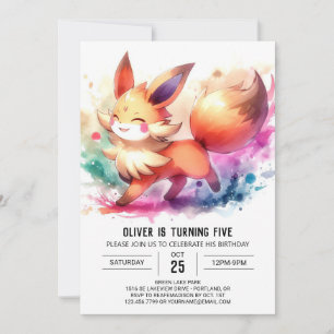 Printable Enchanted Fox Birthday Invitation