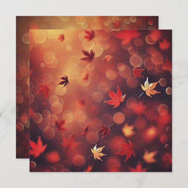 Printable Falling Maple Leaves Bokeh Scrapbook Invitation (Front/Back)