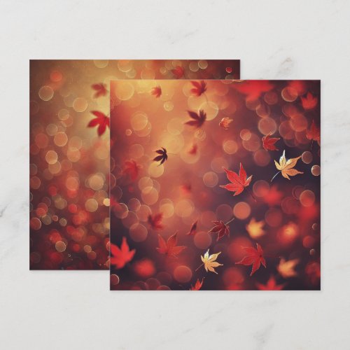 Printable Falling Maple Leaves Bokeh Scrapbook Invitation