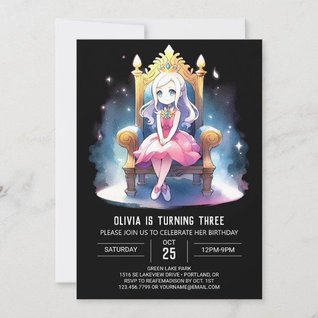 Printable Fantasy Princess Birthday Invitation (Front)