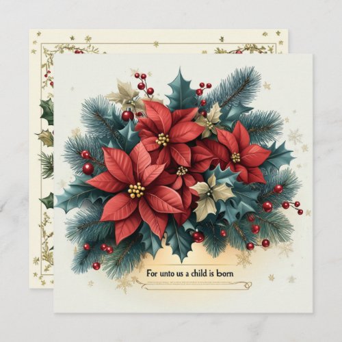 Printable Festive Poinsettia Nativity Bible Verse  Invitation