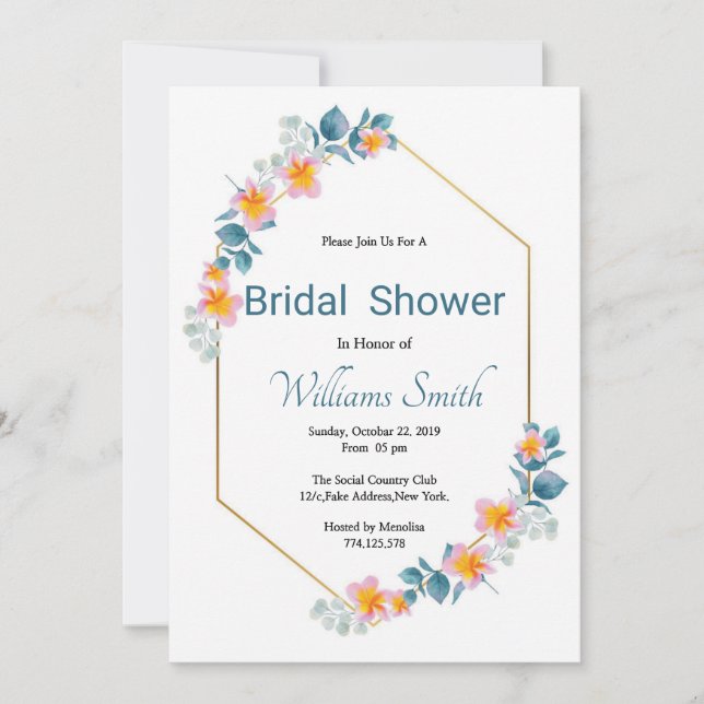 Printable Floral Bridal Shower Invitation (Front)