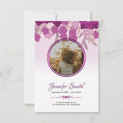 Printable Floral Funeral Program Card