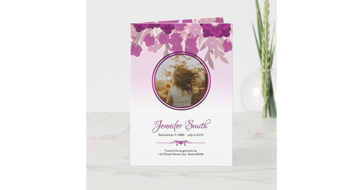 Printable Floral Funeral Program Template | Zazzle