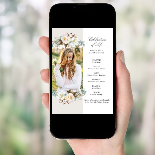 Printable Flowers Celebration of Life Flat Program (Front Digital)