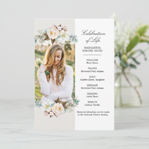 Printable Flowers Celebration of Life Flat Program