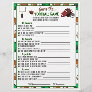 Printable Football Guessing Game Idea For Kids Letterhead