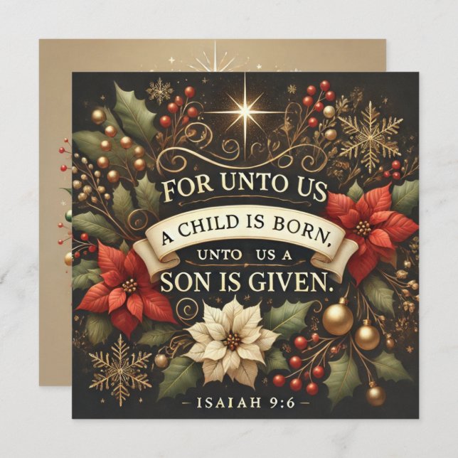 Printable For Unto Us A Child Is Born Scrapbook Invitation (Front/Back)