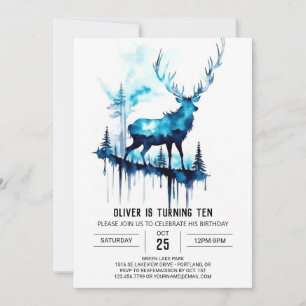 Printable Forest Stag Birthday Invitation