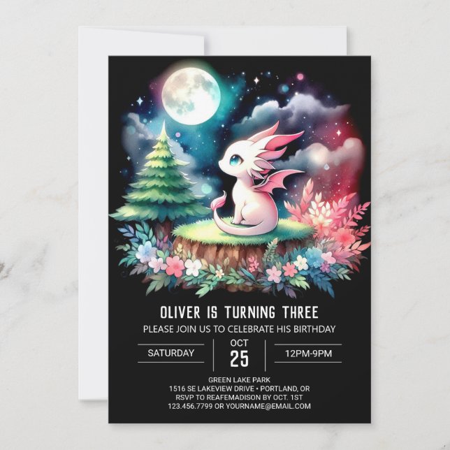 Printable Fun Dragon Birthday Invitation (Front)
