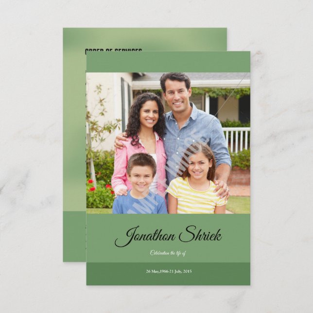 Printable Funeral Card (Front/Back)