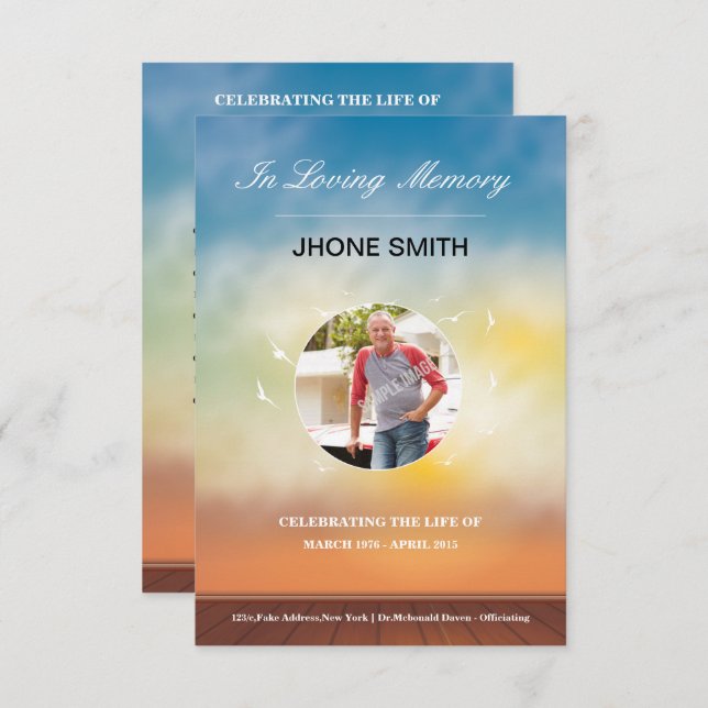 Printable Funeral Card Template (Front/Back)