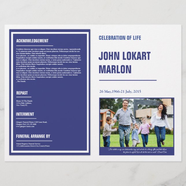 Printable Funeral Program Brochure Flyer (Front)