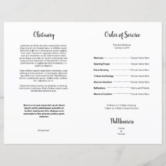 Printable Funeral Program Template