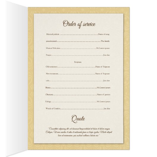Printable Funeral Program Template (Inside (Right))