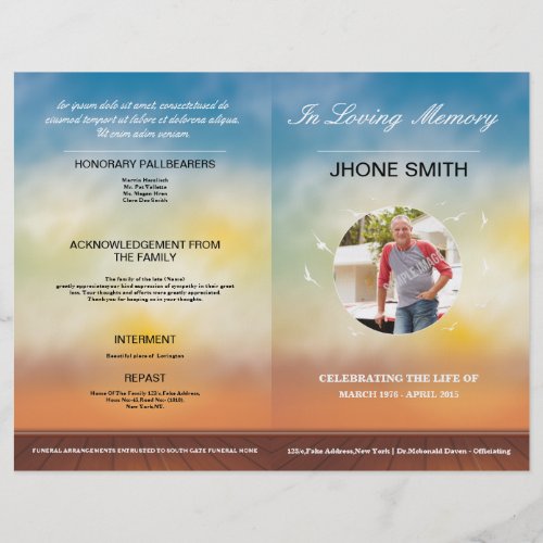 Printable Funeral Program Template Brochure Flyer