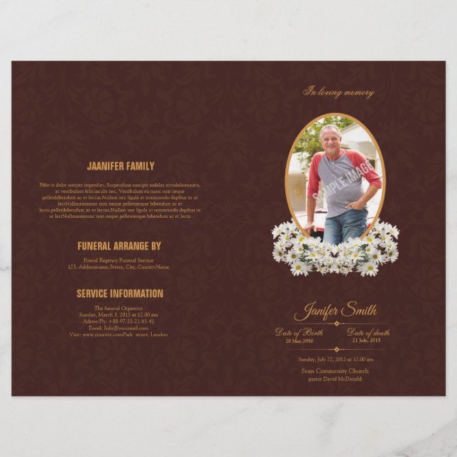 Printable Funeral Program Template Flyer (Front)