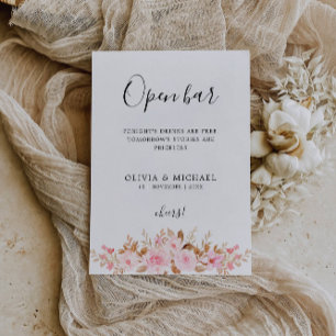 Printable Funny Open Bar Sign, Wedding Rose Invitation