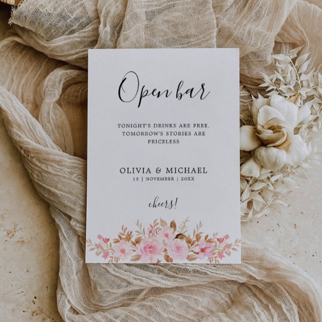 Printable Funny Open Bar Sign, Wedding Rose Invitation (Printable Funny Open Bar Sign, Wedding Rose Invitation)