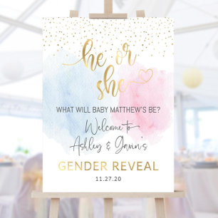 Printable Gender Reveal Welcome Sign He She Baby