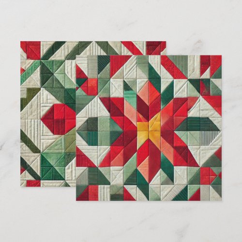 Printable Geometric Patchwork Poinsettia Scrapbook Invitation
