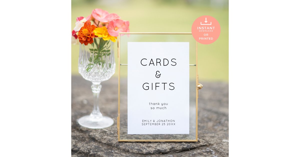Printable Gifts and Cards Wedding Sign | Zazzle