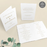 Printable Gold Text Church Folded Wedding Program<br><div class="desc">Printable Gold Text Church Folded Wedding Program. Available digitally and printed. A simplistic,  fully customisable design. Easily personalise to your own details and change text and background colors if you so wish to match your wedding theme via the edit further option.</div>