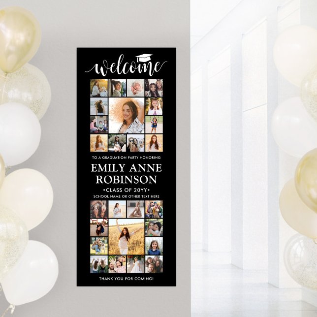 Printable Graduation Welcome Photo Collage Black Poster (Creator Uploaded)