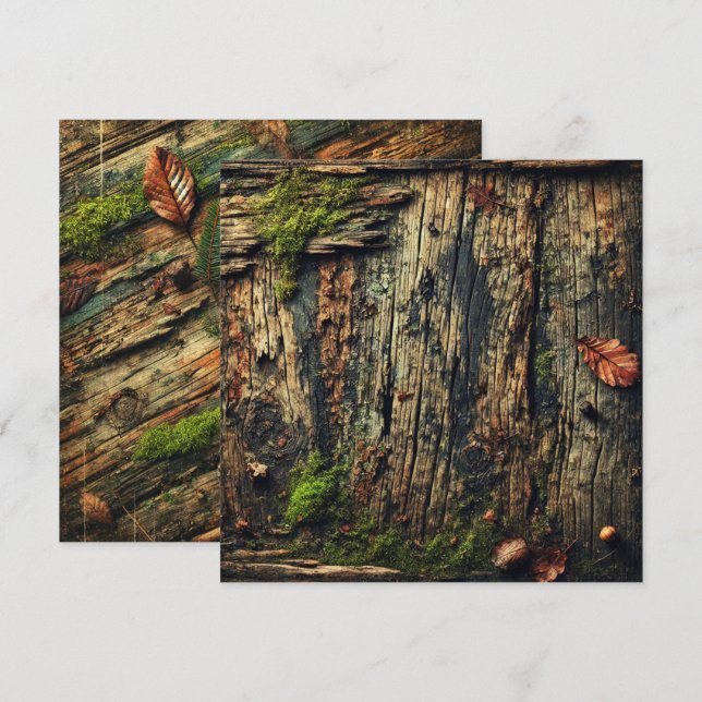 Printable Grungy Autumnal Mossy Wood Scrapbook Invitation (Front/Back)