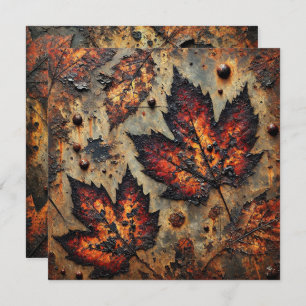 Printable Grungy Autumnal Rusty Metal Scrapbook Invitation